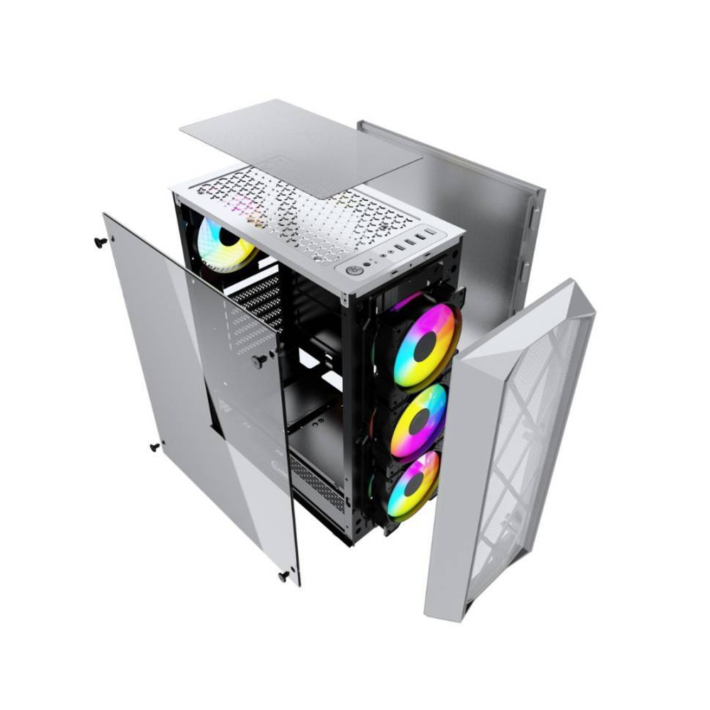 Компьютерный корпус Powercase RHOMBUS MESH X4 TG LED White