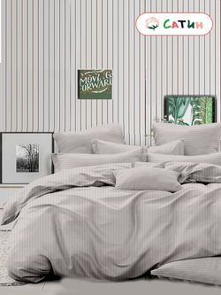 Простынь на резинке сатин-страйп Milky Garden "Серый мрамор" 90x200 см