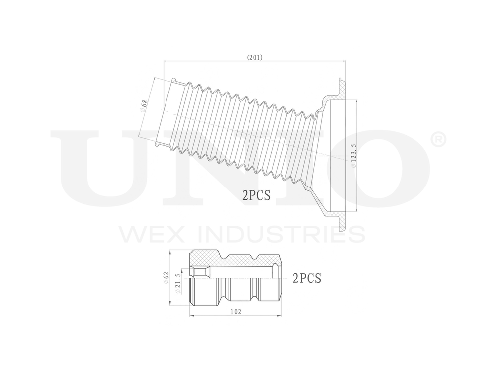 Комплект пыльник и отбойник UNIO DUC-50027