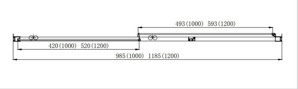 AQ NAA 6121-100 (новый артикул AQ ARI RA 10020CH) Душевая дверь двухэлементная, раздвижная1000x2000 профиль хром, стекло прозрачное