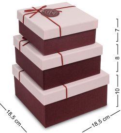 WF-77-B Набор коробок из 3шт «Квадрат» цв.борд./роз.