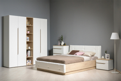 Шкаф двухстворчатый Муссон 13.198, Белый шагрень, Дуб эндгрейн