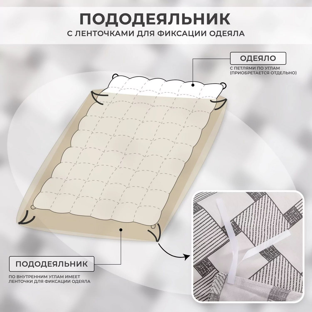 Комплект постельного белья Люкс Сатин 100% хлопок на резинке
