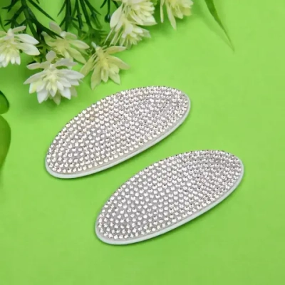 Зажимы для волос 2шт «KRASA - Aks», блики, овал, цвет белый, 8*2,5см