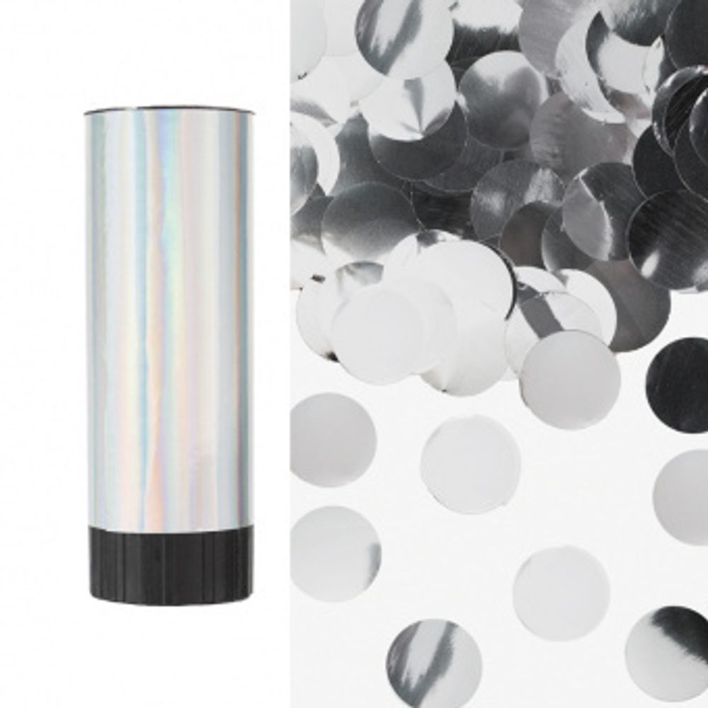 Пневмохлопушка 10 см "Металлизированные круги", серебро