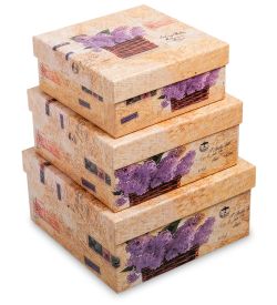 WG-23-B Набор коробок из 3шт «Квадрат» цв.коричневый