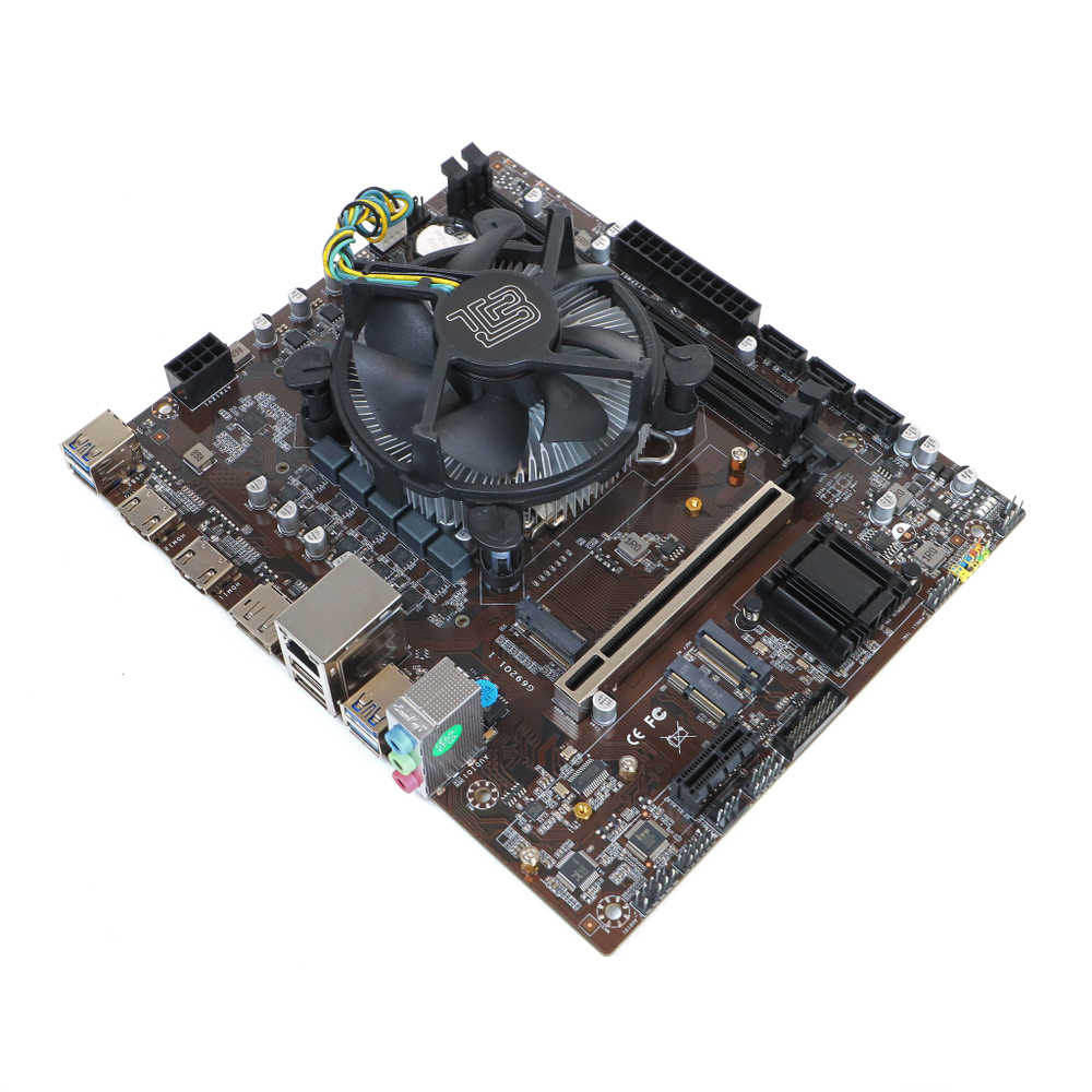 Материнская плата с процессором BaseTech H610M, Socket1700, i3-12100, mATX, Retail, Socket1700, Intel UHD Graphics 730, 2xDDR4, PCIe3.0, 2xM.2, GLAN, M.2 WiFi, 4xUSB2, 6xUSB3, 2xHDMI, DP, кулер CPU (BT-H610M-12100)