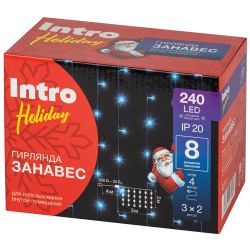 Светодиодная новогодняя гирлянда Intro Holiday INZL-02W занавес 3*2 м холодный белый 240 led 220 в | Intro