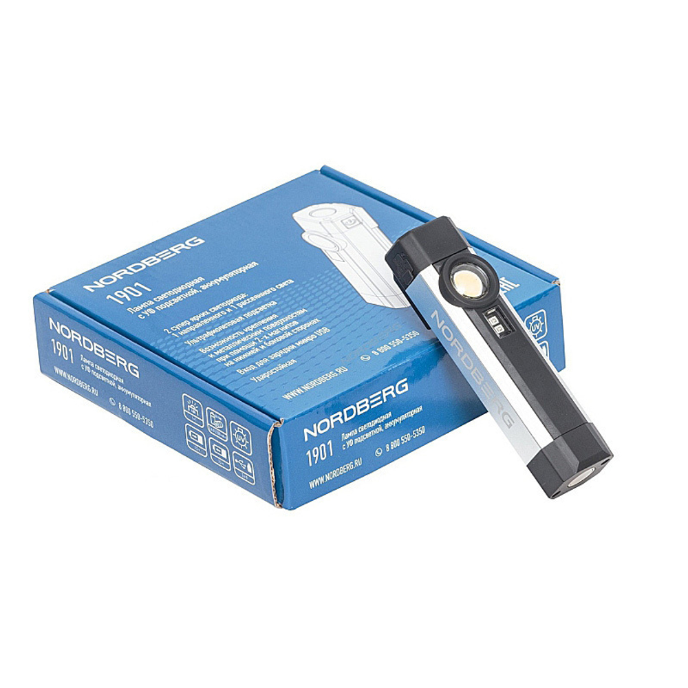 NORDBERG (1901) Лампа светодиодная 1+1, с УФ подсветкой, аккумуляторная, 3.6В