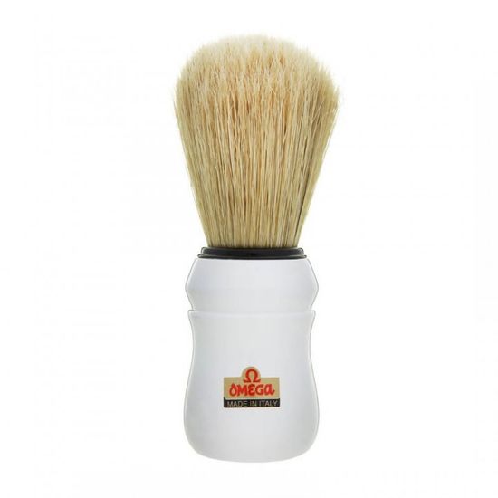 Помазок для бритья Omega, щетина кабана, белый, 128мм