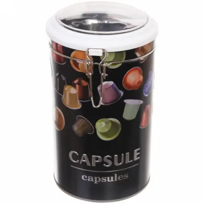 Банка для продуктов металлическая «Black style» Кофе с зажимом 1700мл