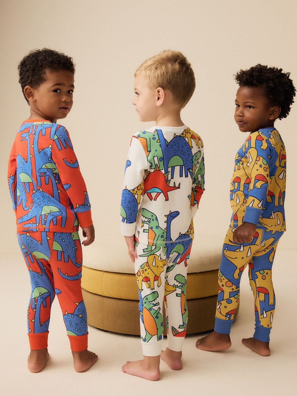 Пижама для мальчика Next 665-634, 3 шт., Синий, Молочный, Желтый