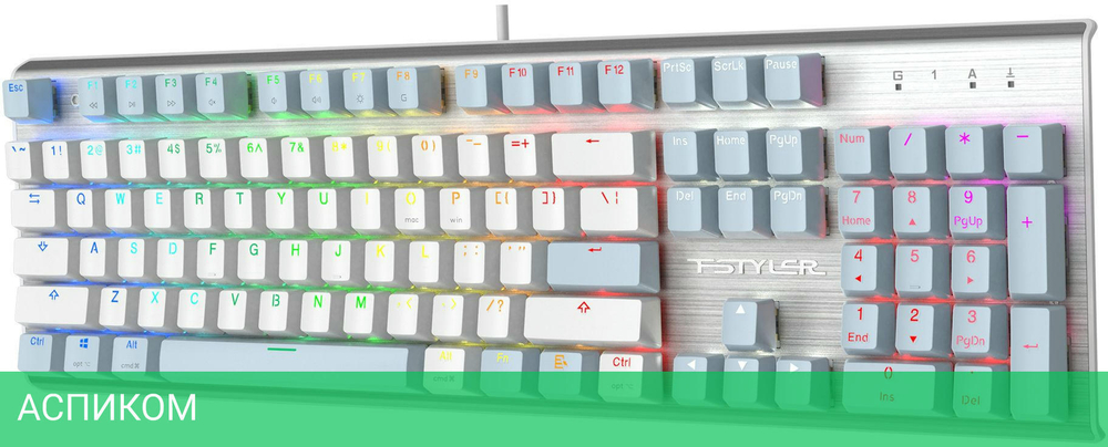 Клавиатура A4Tech Fstyler Neon синий/белый (FS100)