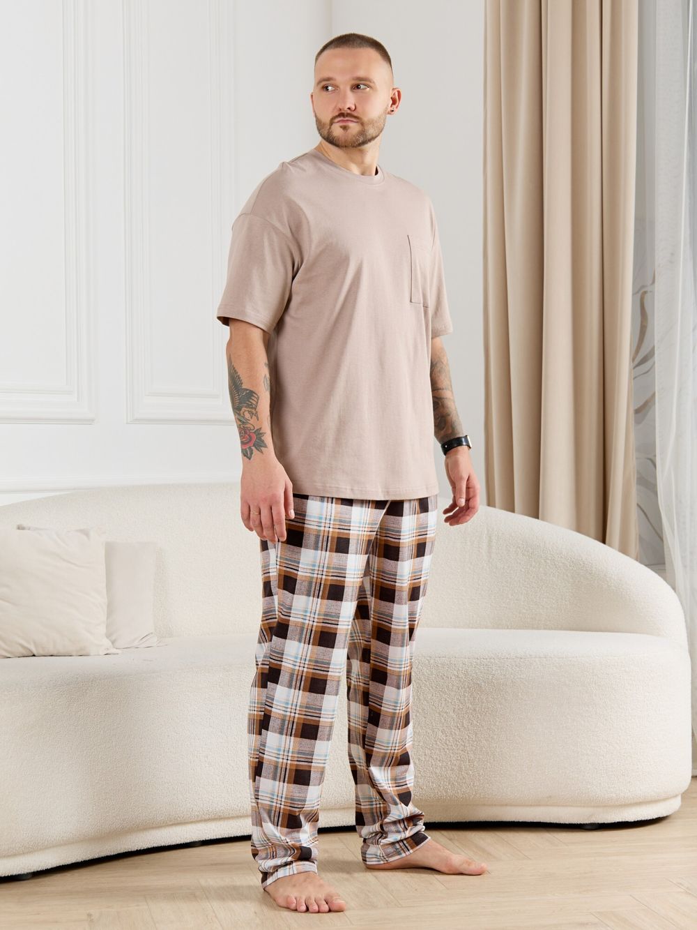 Брюки мужские Тор-1 Виотекс КЛЕТКА КОРИЧНЕВАЯ