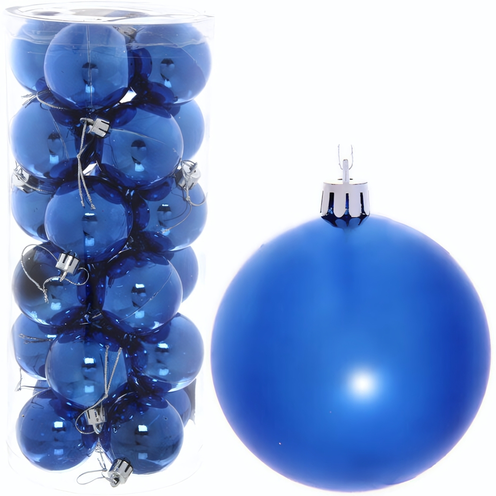 Новогодние шары 7 см (набор 24 шт) «Глянец», синий