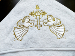 Крестильное полотенце с уголком  (золото)