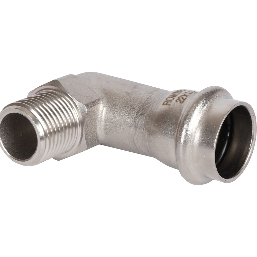ROMMER Угольник-переходник с НР 22x1/2" из нержавеющей стали прессовой