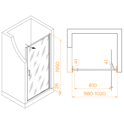 Душевая дверь из стекла, распашная с системой Pull&Slide в нишу RGW SV-05 - хром (Рисунок - матовый принт, 1000)