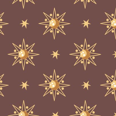 Бохо паттерн с солнцем на темно-винном фоне