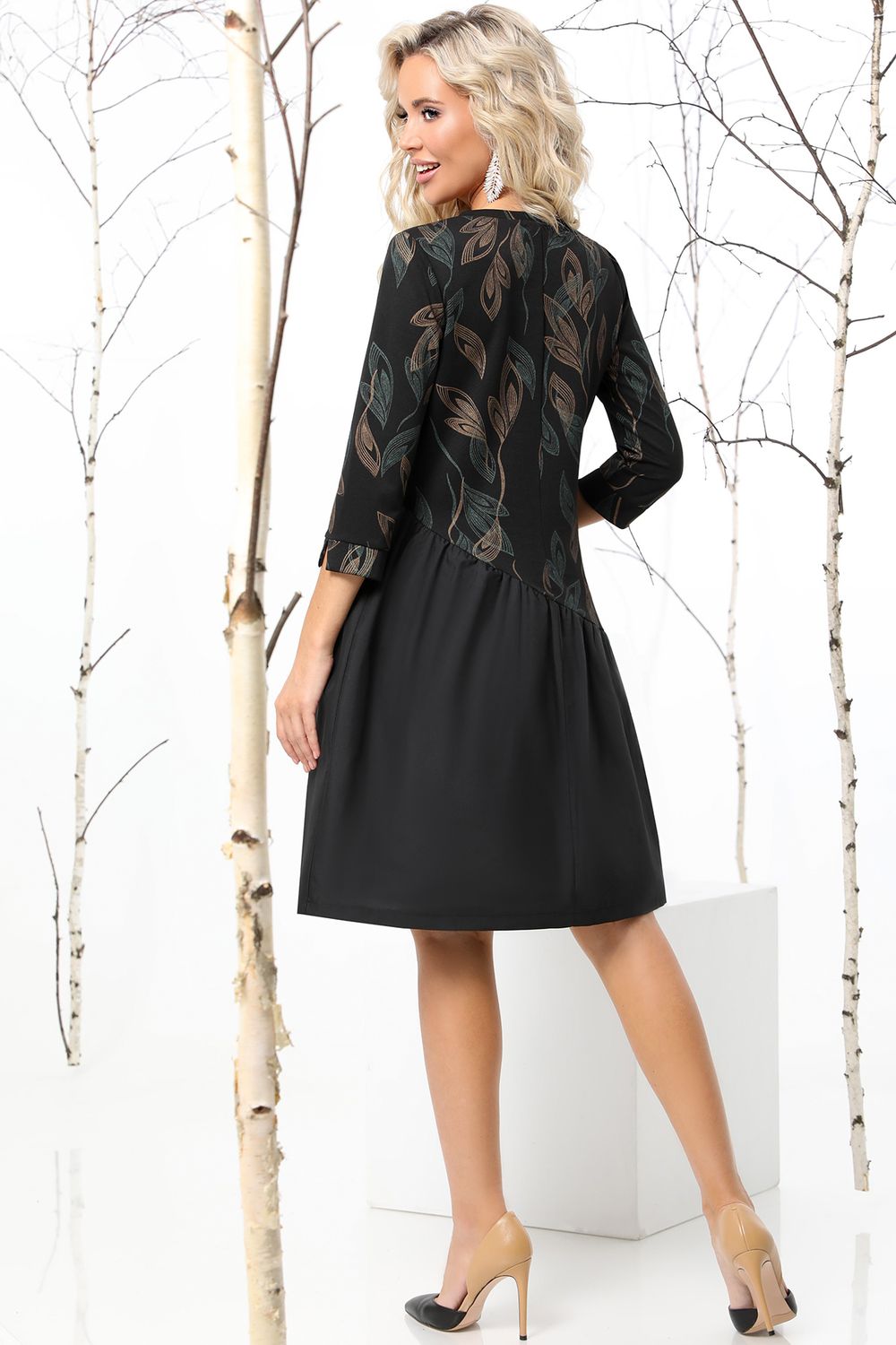 Платье черного цвета с асимметричным воланом DStrend (Акция)