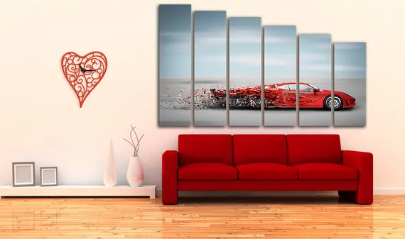 Модульная картина "Красный Автомобиль"