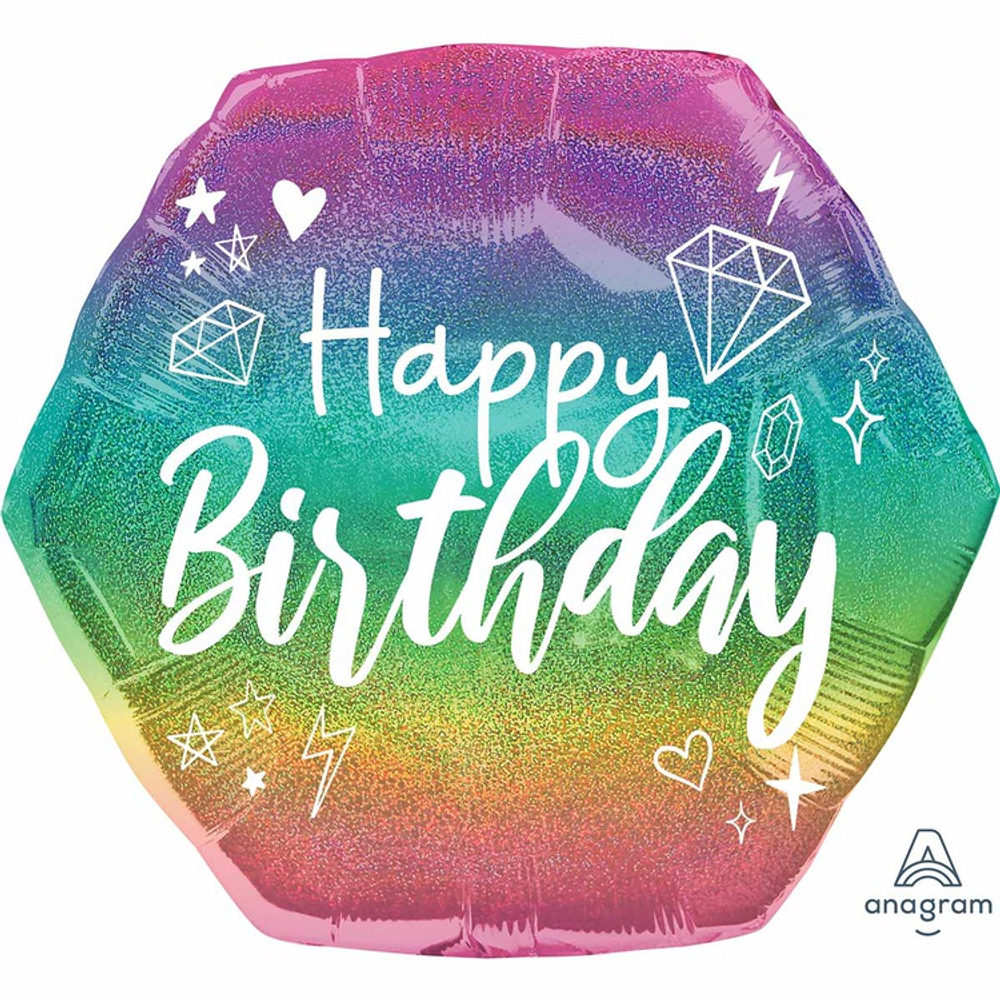 Шар Фольгированный Радуга омбре голография (Ассорти)