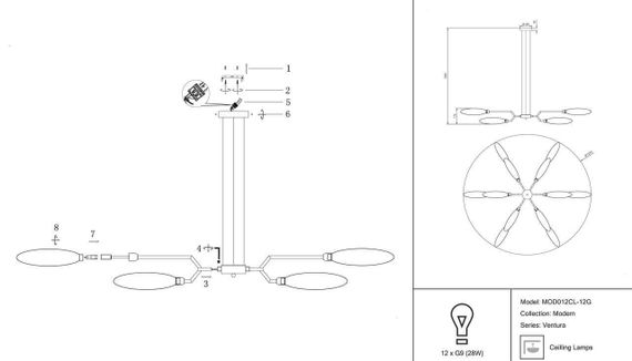 Подвесная люстра Maytoni Ventura MOD012CL-12G