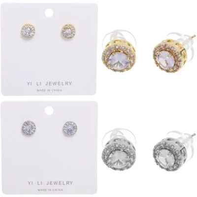 Серьги из гиппоалергенного металла со стразами «ПАЛУМНА», классика, цвет золото и серебро, 1,2-dсм