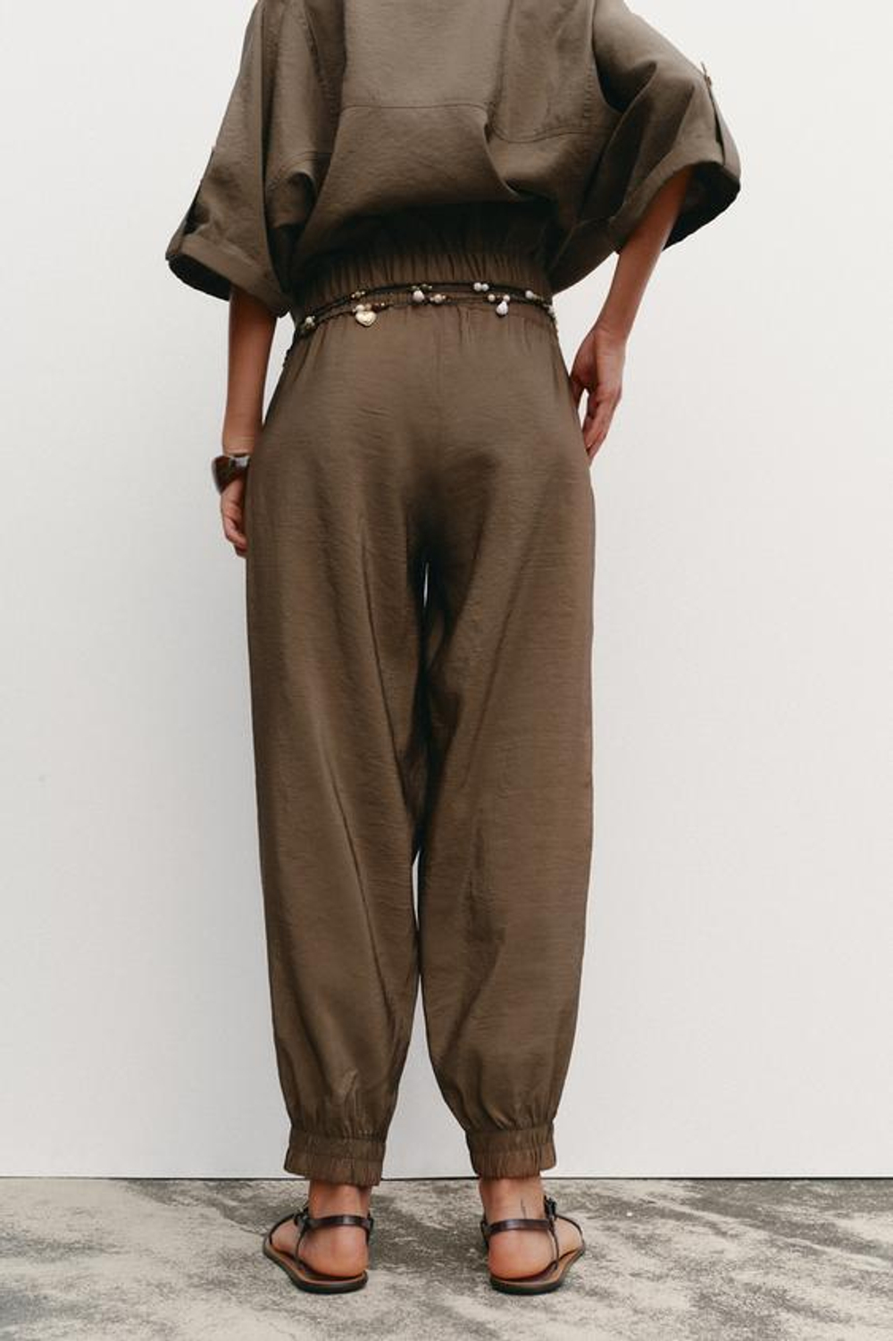 ZARA БРЮКИ С МАНЖЕТАМИ, КОРИЧНЕВЫЙ