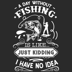 принт PewPewCat A day without fishing на черную футболку
