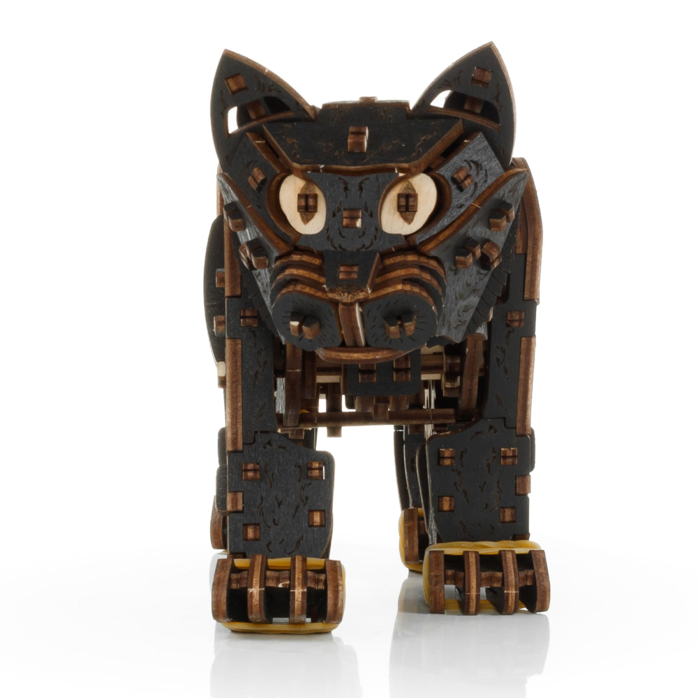 Деревянный конструктор Механический Чёрный котёнок (EWA)