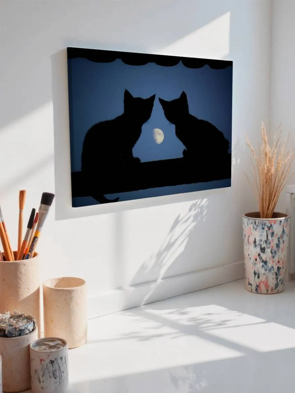 Картина на стену 40 X 50 Котята и луна