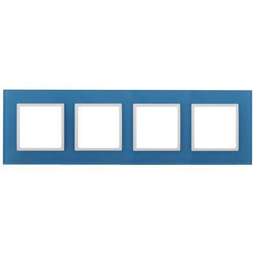 Рамка 4-м 14-5104-28 стекло Elegance голуб.+бел. ЭРА Б0034536