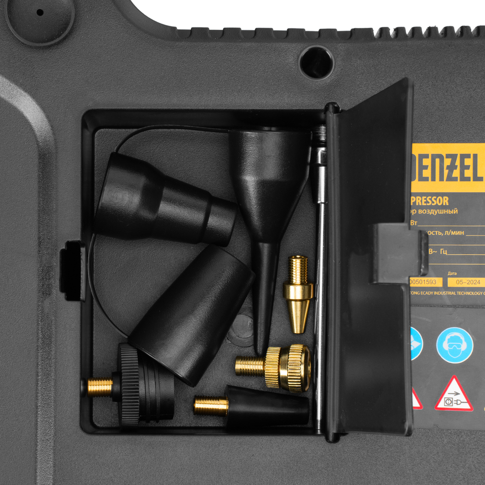 Компрессор воздушный DL1100 1.1 кВт, 180 л/мин, с набором аксессуаров Denzel