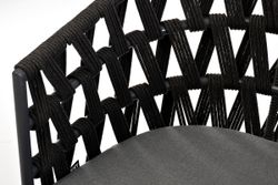 "Диего" стул плетеный из роупа, основание дуб, каркас из стали темно-серый (RAL7024) муар, роуп темно-серый круглый, ткань темно-серая 027