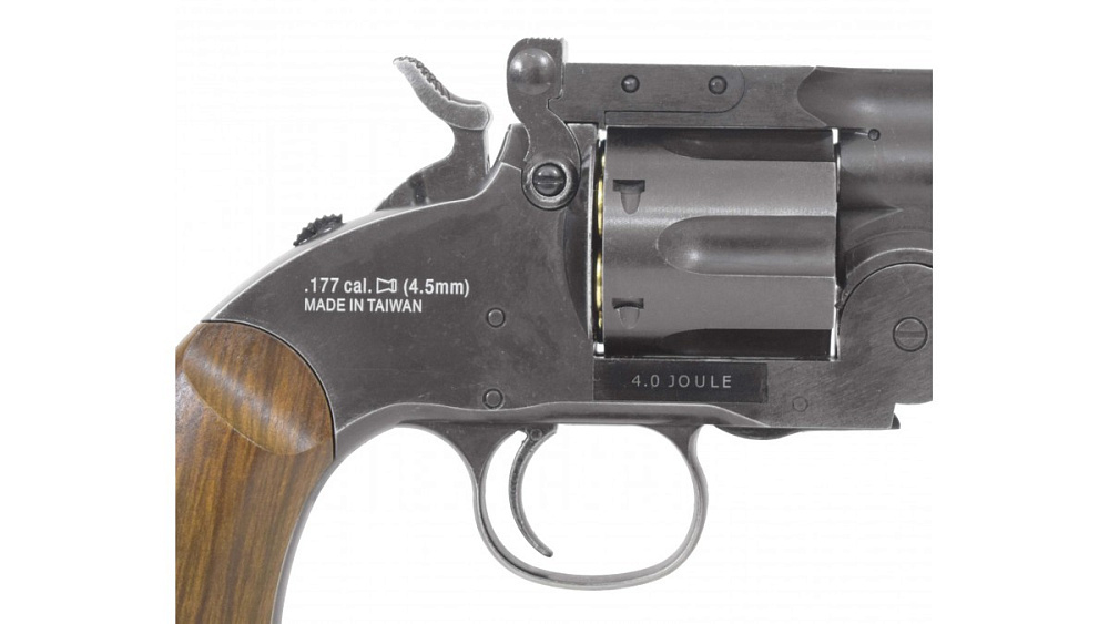 Пневматический револьвер ASG Schofield 6” (Schofield 1) Aging Black (пулевой)