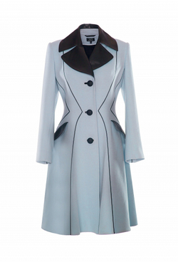 Пальто с подрезными рельефами и кожаным кантом LE-20-17FW