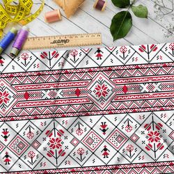 Ткань шифон мелкая славянская вышивка на полотенце