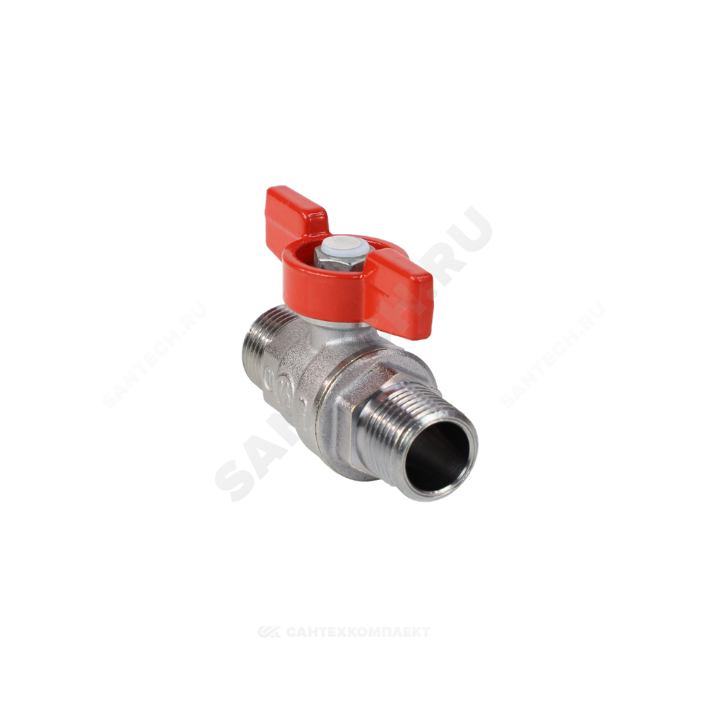 Кран шаровой латунь хром R253D Ду 15 Ру42 НР бабочка красная Giacomini R253X003