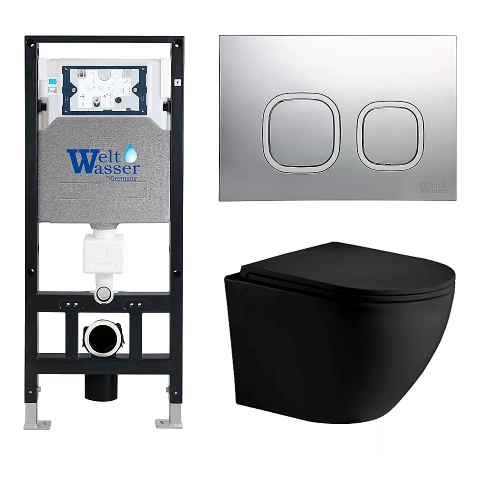 Унитаз с инсталляцией WeltWasser AMBERG 506 + MERZBACH 043 MT-BL + AMBERG RD-CR