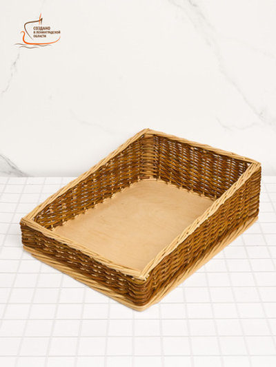 Корзина плетеная наклонная, интерьерная, органайзер для хранения продуктов, кухонных принадлежностей, косметики, длина 38.5 см ширина 30 см