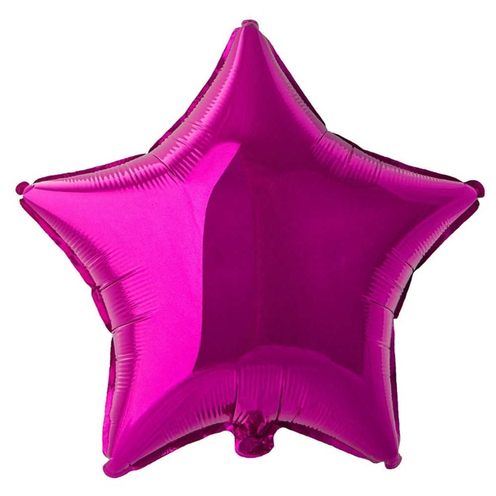Звезда ярко-розовая фуксия из фольги с гелием 46 см