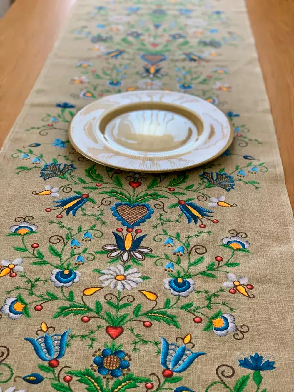Дорожка декор на стол тканевая Сказка "Цветочный лен" 125х45 рогожка