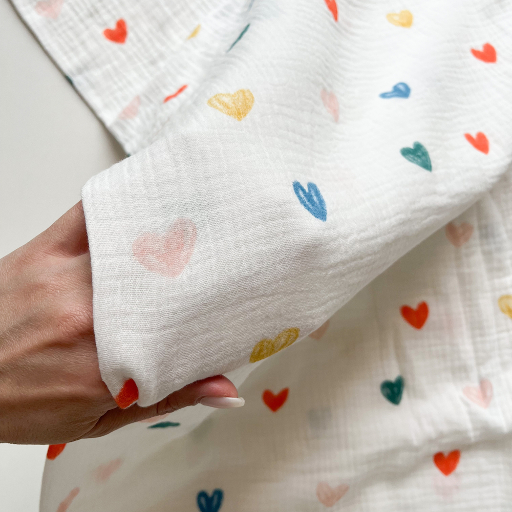 Муслин Яркие сердечки