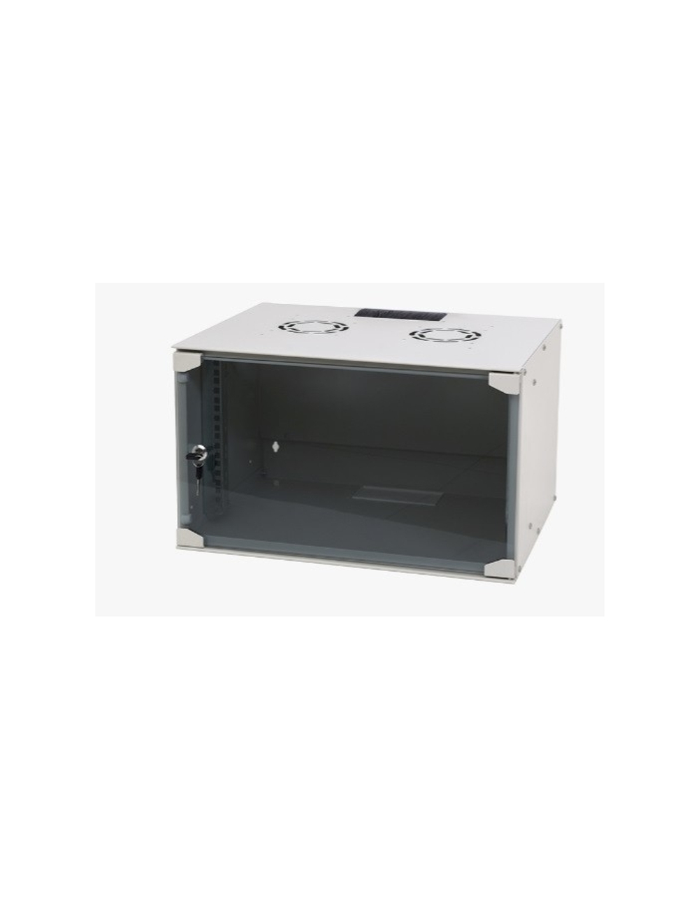 NEOMAX Шкаф телекоммуникационный  настенный 6U (520х400), стеклянная дверь, замок-ключ, разборный, цвет серый (1 коробка)[NM-CBWM-6U5240GKL-301-GY