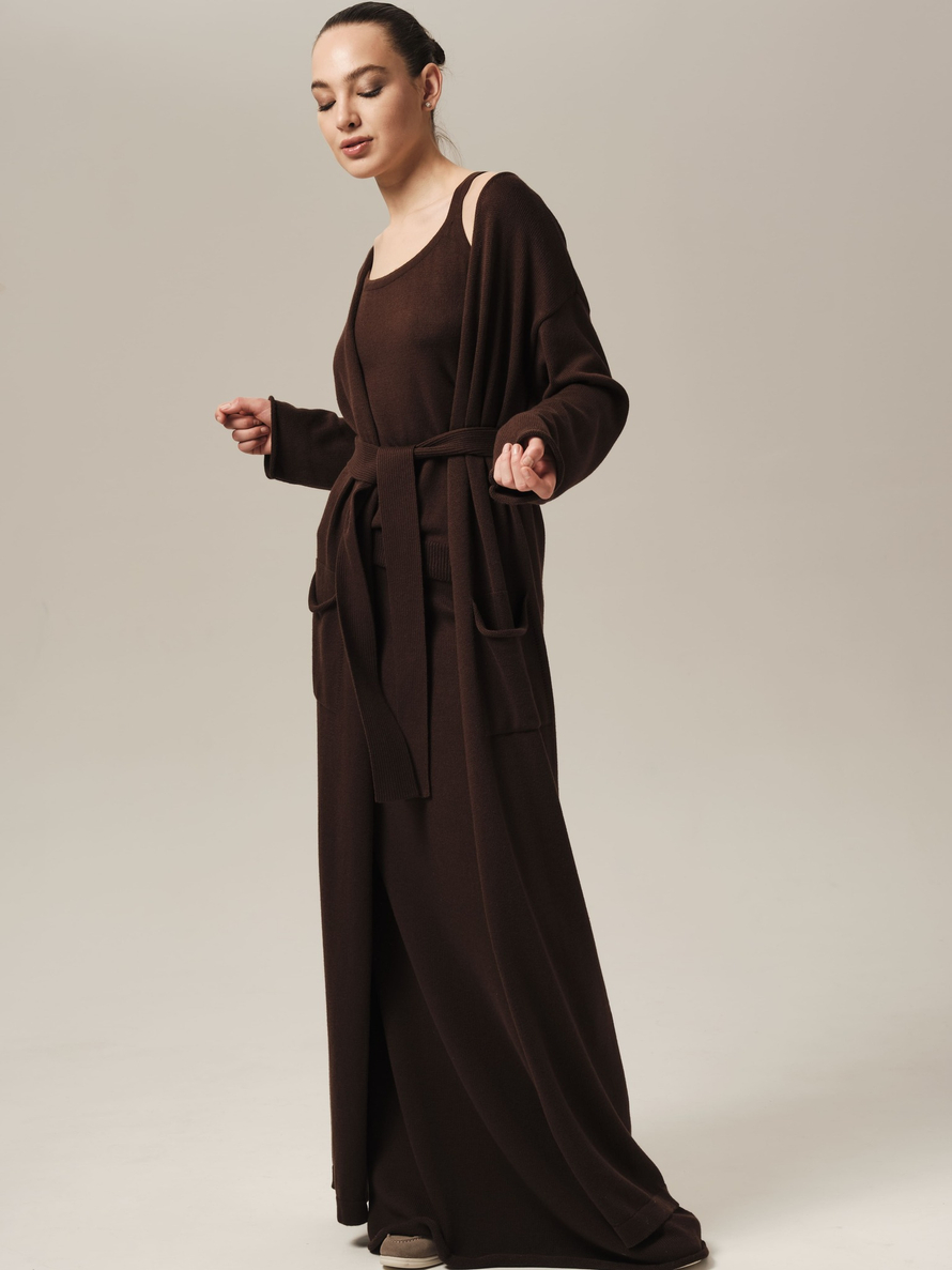 C0385-03 т.коричневый L-XL/164 Кардиган dbr