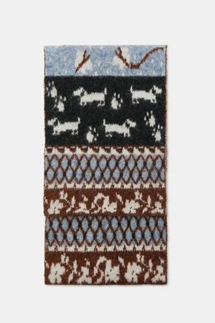 ZARA ШАРФ С УЗОРОМ ИЗ ТРИКОТАЖА, СИНИЙ