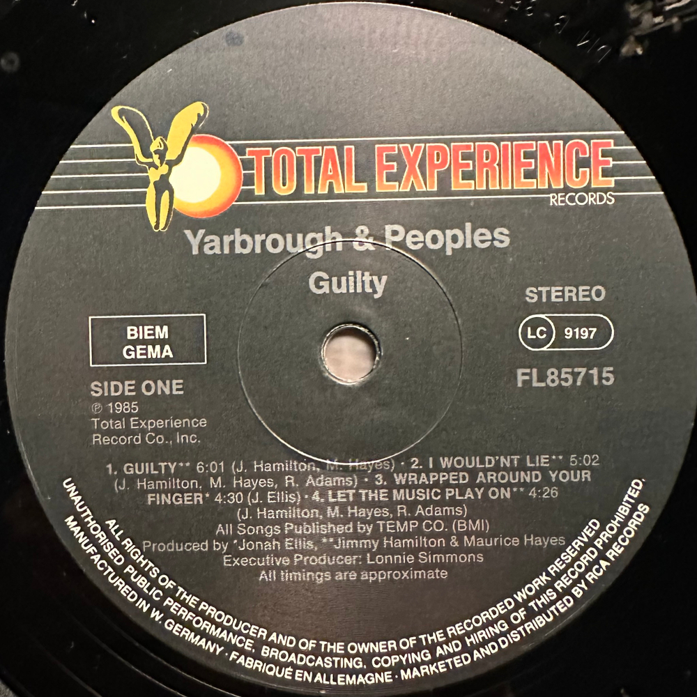 Yarbrough & Peoples - Guilty (Германия 1985г.)