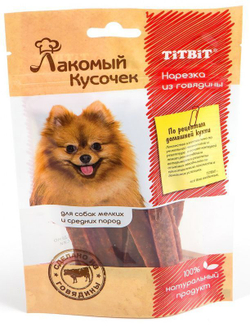 Лакомство TiTBiT Лакомый кусочек для собак мелких и средних пород Кубики из Телятины, 80 г х 5 шт