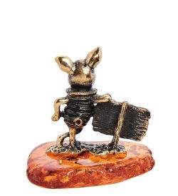 Народные промыслы AM-2961 Фигурка «С праздником!» (латунь, янтарь)